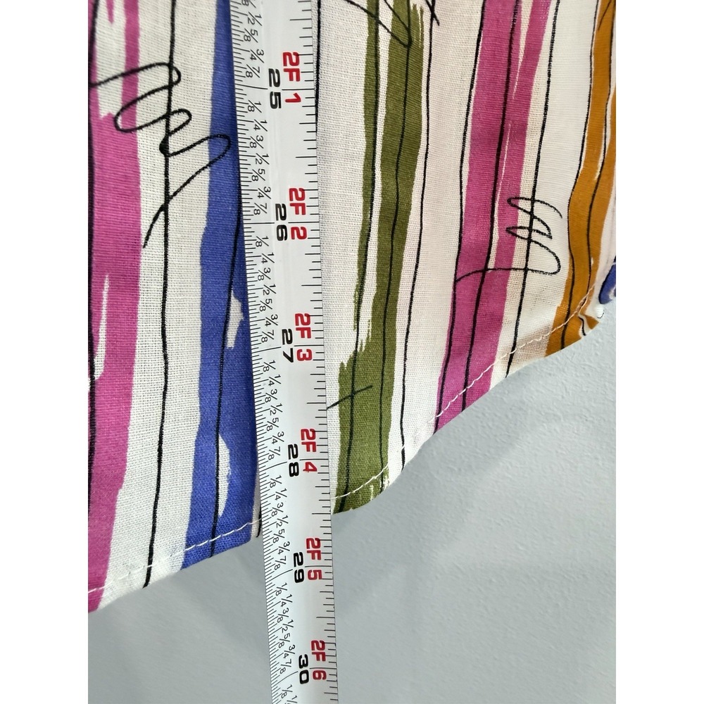 Vintage Oak Hill Striped Button Front Shirt Large Colorful Abstract Print 80s - Picture 8 of 8